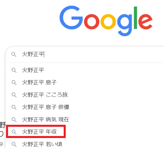 火野正平のGoogle検索から